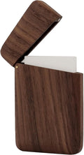 Yookin Wood Business Card Holder Wooden Magnetic Business Card Case Portable Simple (Black Walnut)