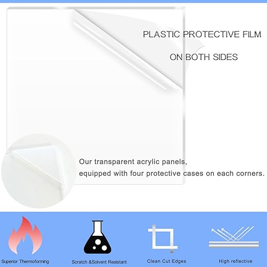 4 Pack 24x36 Inch Acrylic Sheet 1/8" Thick, Cast Acrylic Sheet, Clear Plexiglass Sheets, for Craft Projects, Display Cases, Signs, Photo Frame