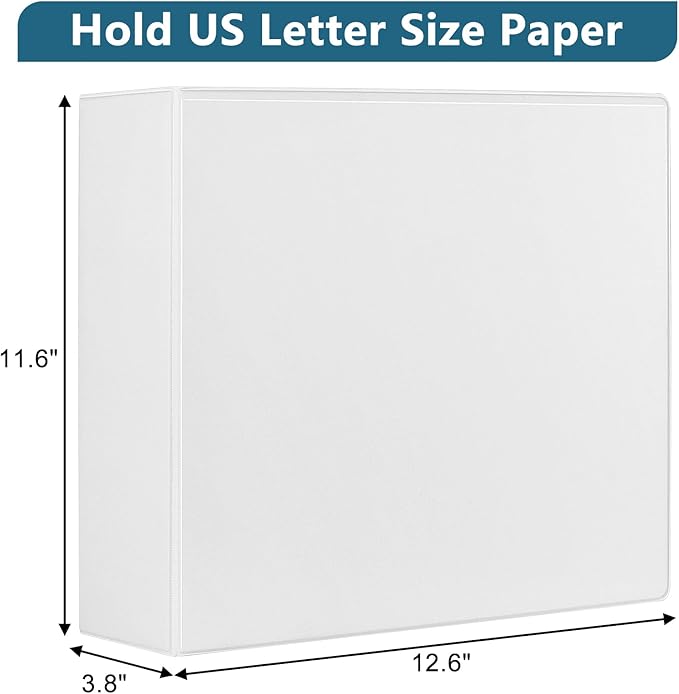 CIXILDTS 3-Inch 3 Ring Binder, Standard 3" Slant-D Ring Binder Fit Letter Size Paper, Presentation View Binders, White, 10-Pack
