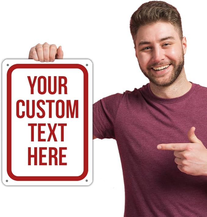 Custom Sign Sticker, Personalized Signs for Office, Business, Workplace, Warehouse, Airbnb, Warning Label, Delivery Red Border Signs, 8 x 12 Inches, Waterproof, Hazard Information, Made in USA (Multi-color, 8 x 12" Decal Sticker)