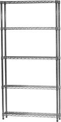 Shelving Inc. 8" d x 36" w x 72" h Chrome Wire Shelving with 5 Tier Shelves, Weight Capacity 800lbs Per Shelf