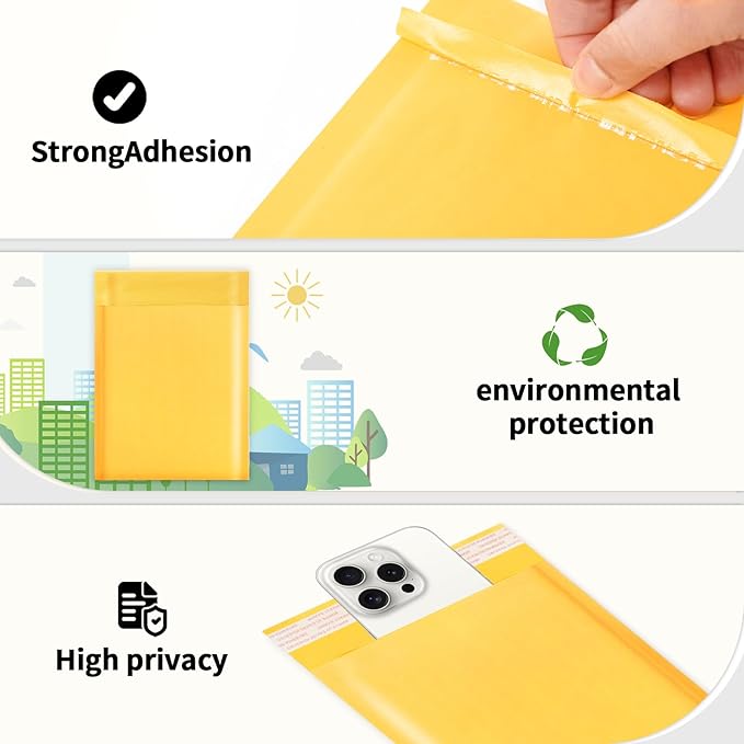 Ctarsthome 105Pack Yellow 6x10inch Kraft Bubble Mailers Small Business Mailing Packages Self-Sealing Paper Envelopes, Mailer Shipping Padded Envelopes with Strong Adhesion for Jewelry Makeup Supplies