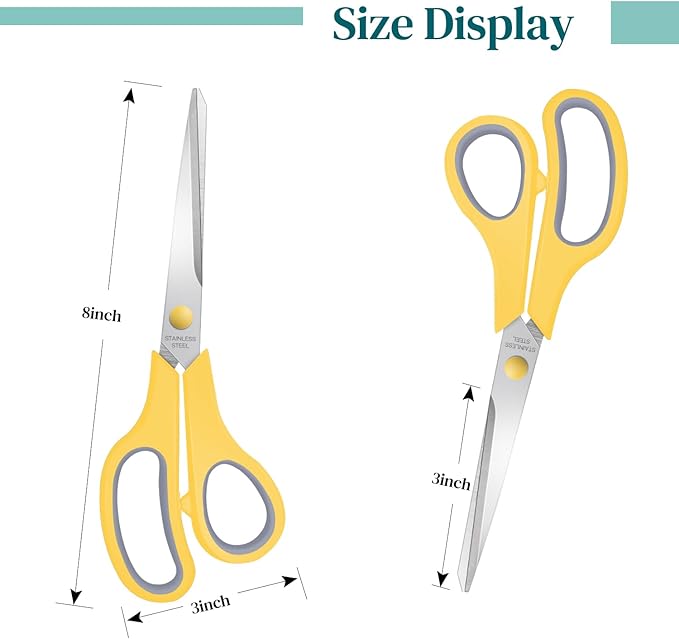Sewing Craft Scissors Bulk,8" Multipurpose Heavy Duty Sharp Paper Scissors,Stainless Steel Shears for Home Office School Supplies,24 Packs
