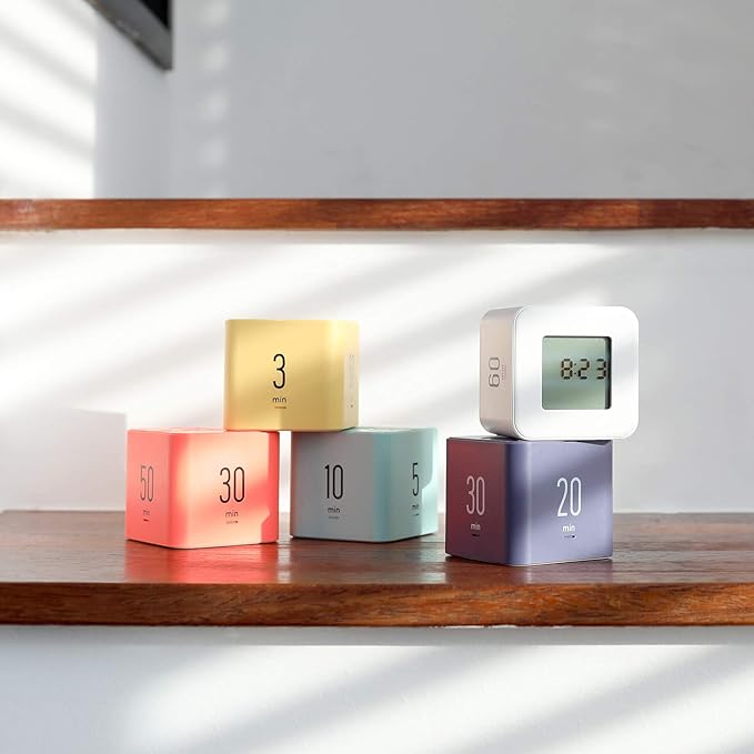 mooas Multi Clock Time Cube Timer (Coral), Alarm & Backlight Desk Productivity for ADHD Kids Classroom Study, Kitchen, Cooking, Desk, Office, Time Management 10,30,50,60 min Timer Various Setting
