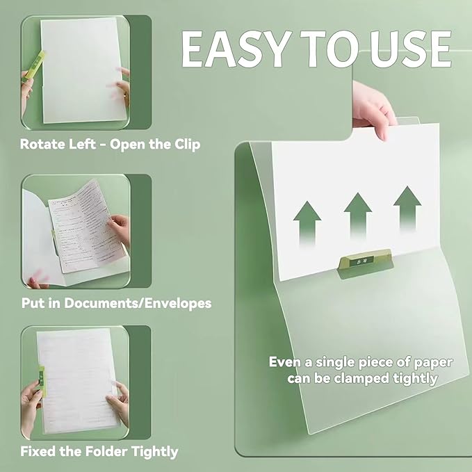 INDKOPVA Plastic Report Covers, 10Pcs File Folders Letter A4 Sheet Size, Clear Front Report Covers for Documents Presentation Resume Office School Home Organizer Binder (Plain Color, 10PCS）