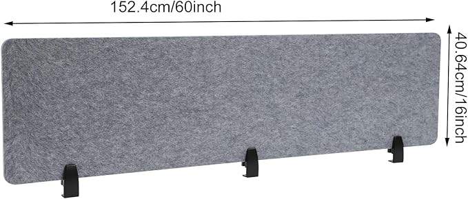 Clamp-On Acoustic Desk Divider, 2Pcs 60x16in Acoustic Partition, Desktop Privacy Panel, Sound Absorbing Workstation Panel (Castle Gray, 60" x 16")