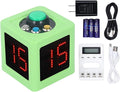 Green Rechargeable Cube Timer 1.4 Inch 4 Sided LED Digital Countdown Clock Stopwatch US Plug 100-240V for Recreational Games Study Meeting