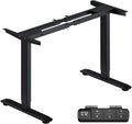Dual Motor Electric Standing Desk Frame with Memory Controller, Computer Memory Desk Adjustable Table Legs Up to 47.2" for Home and Office, Black
