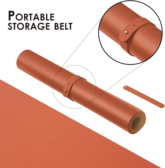 Leather Desk Mat - Non-Slip PU Desk Pad for Office and Home - Desk Organization and Accessories - Ideal for Large Mouse Pad and Desk Mats on Top of Desks (Orange,27.6"x 13.8")