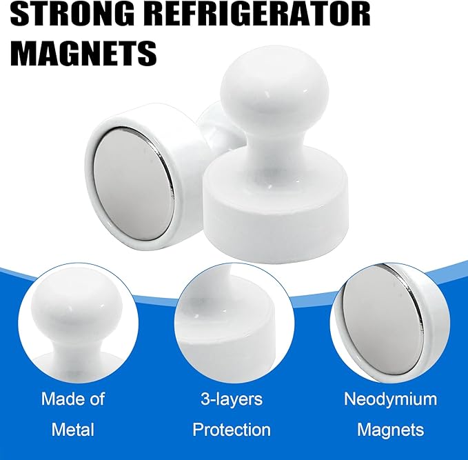 LOVIMAG Fridge Magnets 20Pcs Refrigerator Whiteboard Small Strong Magnet Classroom Kitchen Accessories Decorative Locker Set Decor Must Haves Office Calendar Refrigerador Magnetic Cute Crafts White