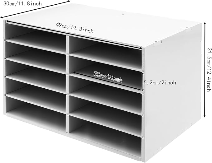 SNWJIAYIN 2Pcs 10 Slot Paper Storage Cabinets, Desktop File Organizer with Adjustable Shelves, Vertical Literature Sorter for Office Home Classroom (White)