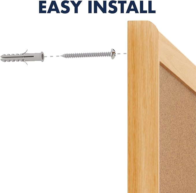 Quartet Cork Board, Bulletin Board, 4' x 6' Corkboard, Oak Finish Frame (307)