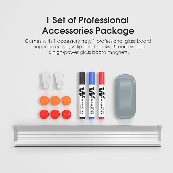 MaxGear Glass Whiteboard, Tempered Magnetic Dry Erase Board 72 x 48 Inch, Frameless Wall Mounted, Office Classroom Conference Room Home Use, Includes Markers, Eraser, Magnets & Mounting Kit