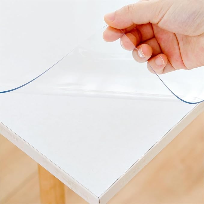 Eisdroma 32 x 40 Inch Clear Table Cover Protector, Clear Table Protector for Dining Room Table, 1.5mm Plastic Table Cover, Waterproof Table Pad for Kitchen, Office