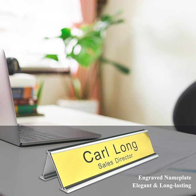 Personalised Double Side Counter Top Sign for Reception Desk Lobby Counter Waiting Room 2"x8"
