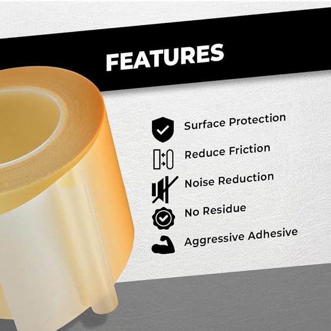 WOD SPT7A UHMW Polyethylene Transparent Film Slick Tape, 1/2 inch x 10 ft. Aggressive Adhesive - Ideal For Squeak Reduction, Drawers, and Bearings