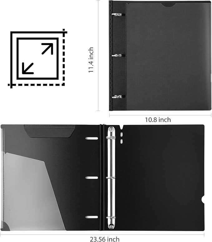 WOT I Telescoping 3 Ring Binder 1 Inch, Expandable Binder - Patented Design for Easy Portability, Holds Up 225 Sheets, Perfect for School, Office&Home Organization, Black