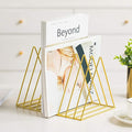 Sooyee 9 Slot Gold Magazine Holder,Desktop File Sorter Organizer Triangle Bookshelf Decor Home Office