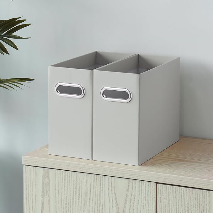 Oterri Cardboard File Organizer Box for Hanging File Folders Letter Size,File Box for Computer Desk,File Cabinet,Working Home,Office,Classroom (Grey, Letter Size - 6 Packs)