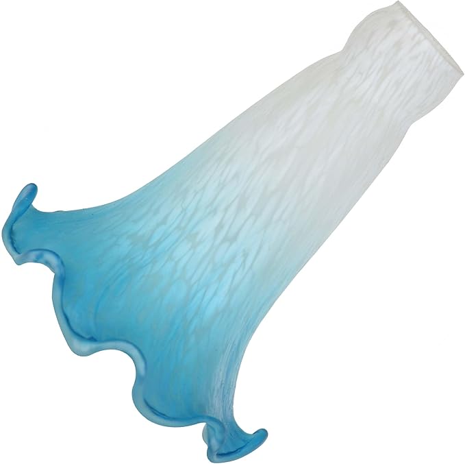 Bieye LS04S Lily Flower Blown Glass Lampshade (White Blue, Opening I.D. 0.87" x O.D. 1")