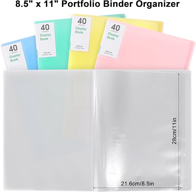 Phyxin 80-Pocket Portfolio Binder Organizer, Binder Sheet Protectors 8.5" x 11", Displaying 160 Page Plastic Folders for Documents, Document Organizer for Concert, Artwork, School & Office Use, White