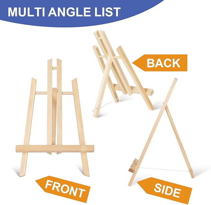 ESRICH 24 Pack 11.8" Wood Easels,Tabletop Easel for Painting,Painting Party, Displaying Canvases, Kids Student Table School Desktop, Portable Canvas Photo Picture Sign Holder
