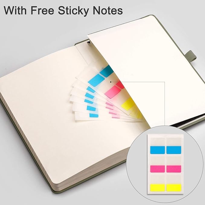EMSHOI Notebook College Ruled - 256 Numbered Pages, 120 Gsm Thick Paper, A5 Hardcover Leather Lined Journal for Men & Women Work School Journaling Writing Diary 5.7" X 8.3"(Green)
