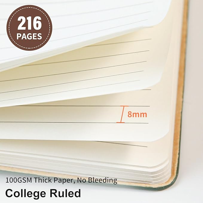TSFPapier Lined Journal Notebook for Work College Ruled Note Book 7.2"x9.6" B5 PU Leather Daily Journaling 160 Pages for Women Men Writing Home School Supplies Business (Coffee)