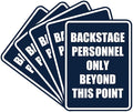 Portrait Round Backstage Personnel Only Beyond This Point Door or Wall Sign Easy Installation | Music | Concert | Festivals Sign (Navy Blue/White) - Large (5 Pack)