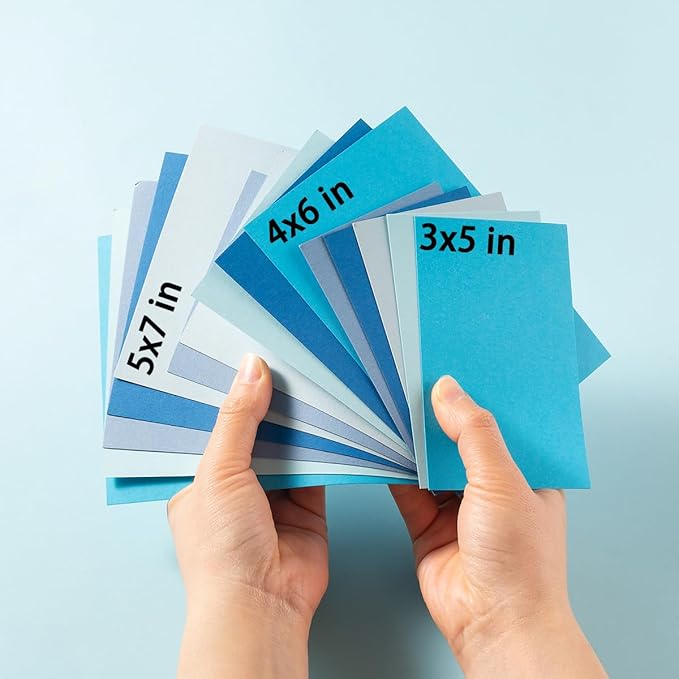 50 Sheets Colored Cardstock Paper 5 Colors, 250 GSM Heavy Card Stock for DIY Art Projects, Cards (Blue, 5x7)