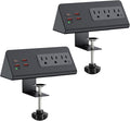 Nightstand Charging Station, Nightstand Edge Power Strip with 3 AC Outlets, 4 Fast Charging USB Ports, Connect 6.56FT Flat Plug, Desk Surge Protector for Office Home Hotel, 2-Pack(Black)