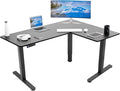 VIVO Electric Corner 63 x 47 inch L-Shaped Standing Desk, Memory Height Adjustment, Black Top Black Frame, DESK-E3CTB-47