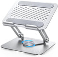 UGREEN Tablet Stand Holder for Desk with 360° Rotating Base Aluminum Dual Rod Support Adjustable Home Office Accessories Compatible with iPad Pro 13 12 11 Air Mini 5 4 3 Phone E-Reader Silver