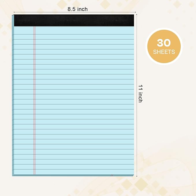 Legal Pads 8.5 x 11, 12 Pack Colored Note Pads 8.5 x 11 Pink Notepad 8.5 x 11 Multi-Color Pink/Green/Blue Writing Pads 8.5 x 11 Lined Paper Pads Wide Ruled Legal Pad Notebook Paper, 30 Sheets per Pad