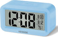KESHIDE Travel Digital Alarm Clock Battery Operated with Indoor Temperature, Desk Small Clock,Snooze Model,12/24H Display for Bedrooms Heavy Sleepers Kids Travel Bathroom (Black)