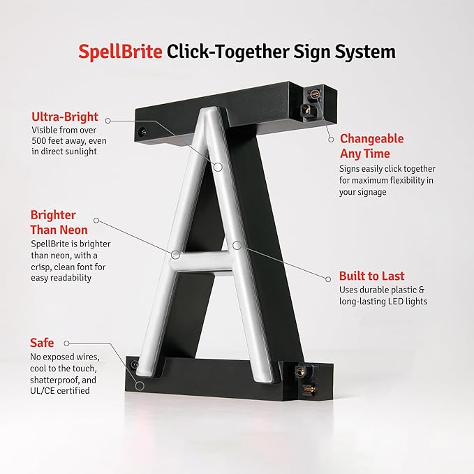 SpellBrite ENTRANCE Sign | Directional Sign with Neon Look, White LED Light Source | 31.3" x 6.3"