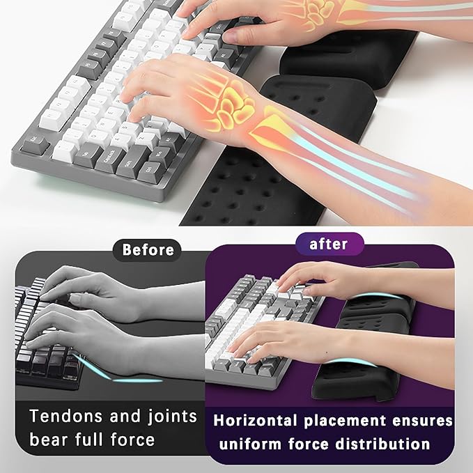 Pack of 2 L-Shaped Wrist Rest Keyboard, Memory Foam Arm Rest Desk, Ergonomic Wrist Rest for Palm, Wrist & Forearm, Office & Home(Black)