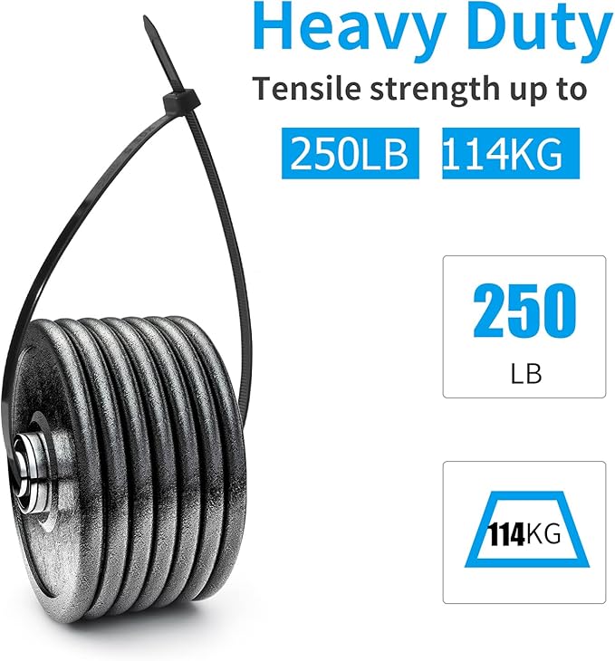 XINGO 16 inch Black Zip Ties Heavy Duty 60 PCS, 250 LBS Ultra Strong Plastic Wire Ties, Large Cable Ties Extra Long Tie Wraps, Indoor and Outdoor UV Resistant