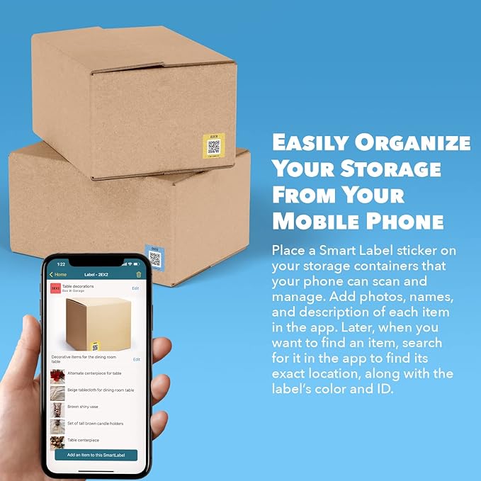 Smart Labels QR Code Stickers Pack of 48 (Original) Made in USA - QR Code Labels for Storage & Inventory Tracking, Storage Unit Organization, App Stickers for Inventory Organization & Moving Supplies