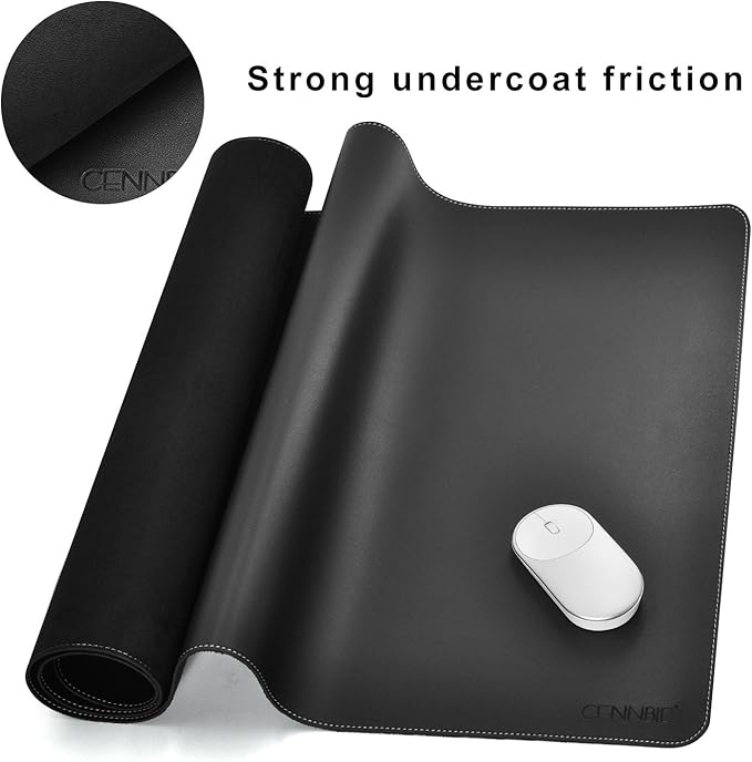CENNBIE Leather Desk Mat Pad Blotter Protector, Extra Large Desk pad, Laptop Keyboard Mouse Pad 39.3" x 19.6"(Black)