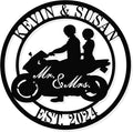 HYTSIGN Personalized Biker Couple Metal Sign, Custom Motorcycle Rider Wall Art, Anniversary & Wedding Gift, Biker Couple Gift