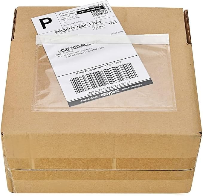 9527 Product 7.5" x 5.5" Clear Adhesive Top Loading Packing List/Shipping Label Envelopes (100 Pack)
