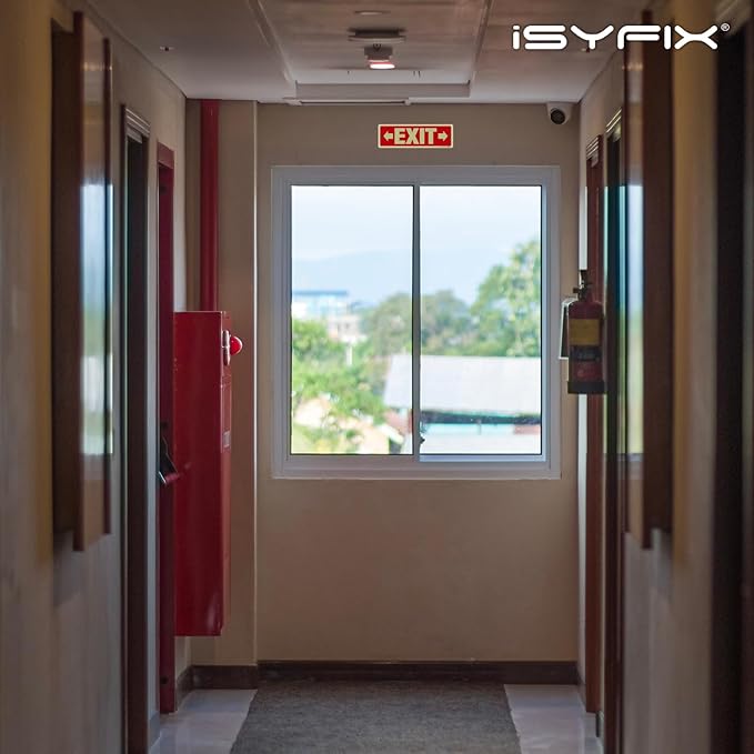 iSYFIX Exit Signs with Directional Right & Left Arrow, Glow in the Dark, Photoluminescent Aluminum 12x4 Inch - 6 Pack, Laminated for UV & Weather Resistance, Ideal for Offices, Schools, Theaters & More