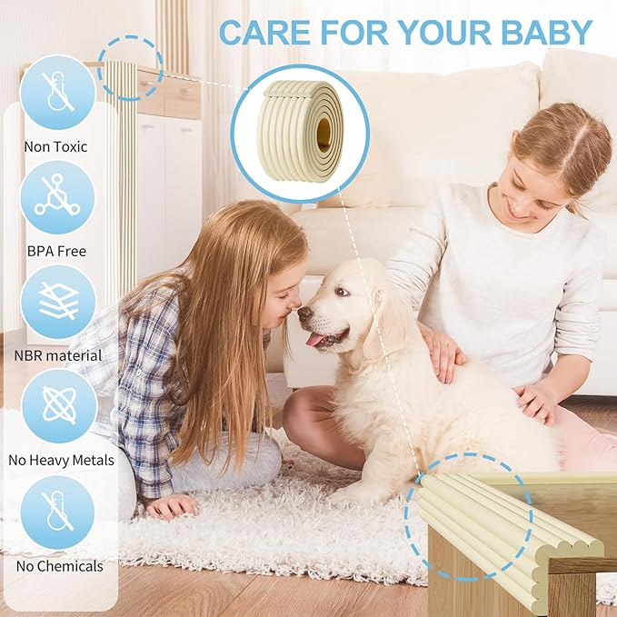 Edge Protector,Baby Proofing Baby Edge Protector Strip Safety,Soft Rubber Foam Padding,Edge Corner Guards Protector Corner Edge Bumpers for Furniture (Grey, 6.56Ft x 3.93" W x 0.4" Th)
