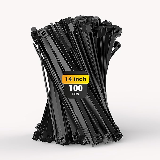 14 Inch Zip Ties Heavy Duty, 100Pack Cable Ties 200 LBS Tensile Strength Wire Ties for Garden, Farm Home and Office