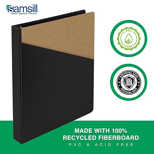 Samsill 0.5 Inch 3 Ring Binders, Made in USA, Economy Round Ring, Clear View Cover, 100 Sheet Capacity - for School, Home, Office - Black, 12 Pack