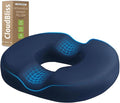 CloudBliss Donut Pillow Seat Cushion for Tailbone Pain Relief and Hemorrhoids, Memory Foam Chair Cushion for Postpartum Pregnancy, Seat Cushions for Men and Women for Home & Office, (Blue)