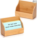 SHIQIKEJIPTY 2 Pack Index Card Holder 3X5 Inch Wood Index Card Box for Desk Wood Recipe Box Cards Organizer Case Display Stand Postcard Holder for Office Holds 300 Sheets