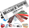 Door Name Plate Personalized for Office Brushed Steel Plastic Name Plate Black Letters - Made in USA 2x10 M1