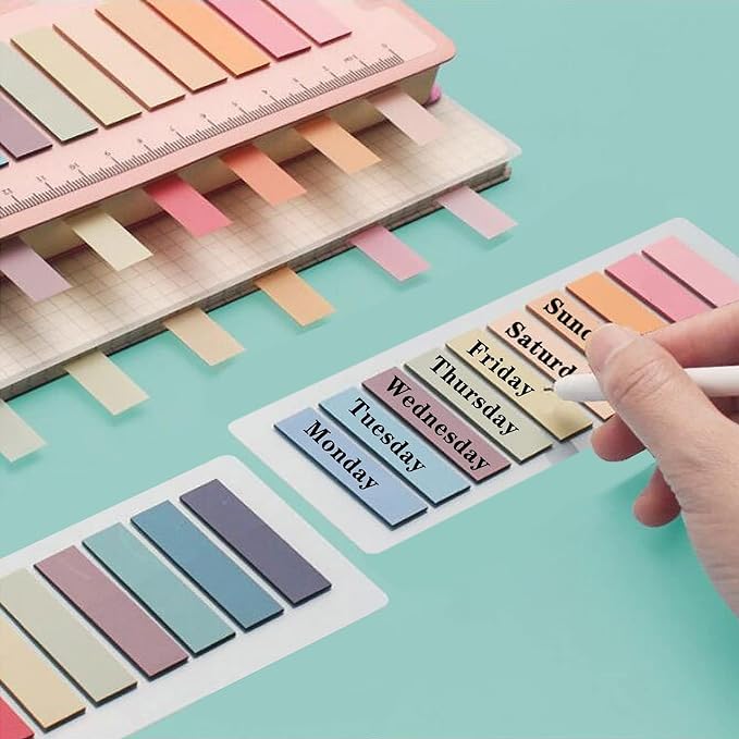 ELII 5400PCS Books Tabs for Annotating,Sticky Tabs Clear Sticky Notes, Morandi Page Markers for Notebooks, Multi-Colored Writable and Repositionable Book Flags Strip